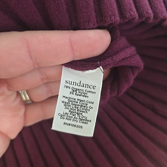 NWT Sundance Ribbed Knit V Neck Top Size Medium Maroon Red Purple Timeless - Picture 4 of 9